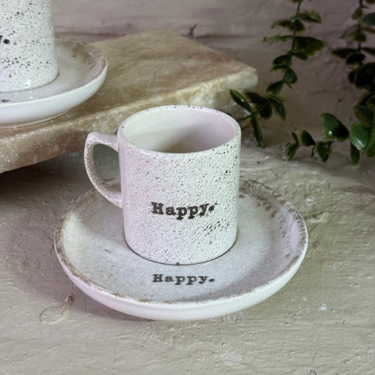 Happy And Enjoy İkili Kahve Fincan Seti Kavanoz Kutu Hediye