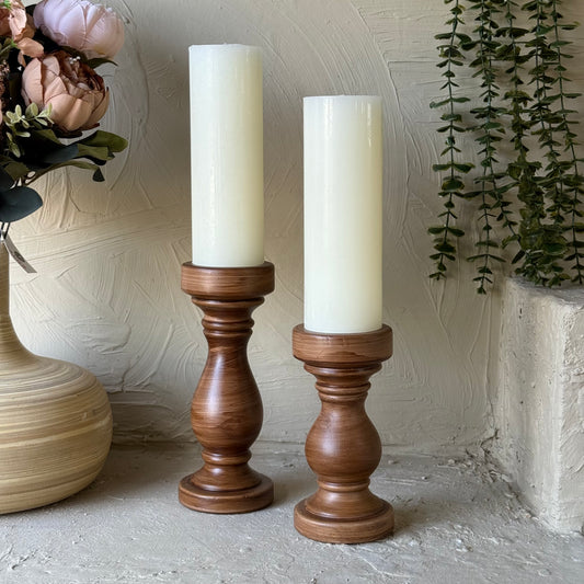 Ma-Perra Modern İki Boy Şamdan Seti Kahve Rengi Kalın Model KOD:91138