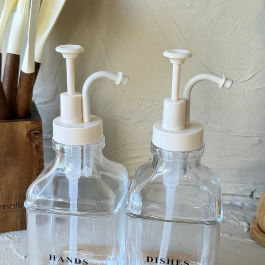 Arow Gael Model Kare Bambu Oval Standlı İkili Cam Sıvı Sabunluk Seti krem KOD:1015