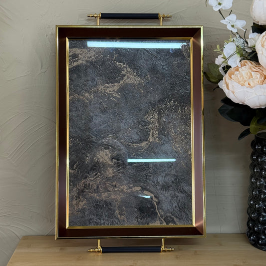 Goldenya Tutmalı Tepsi Gri KOD:5030-08