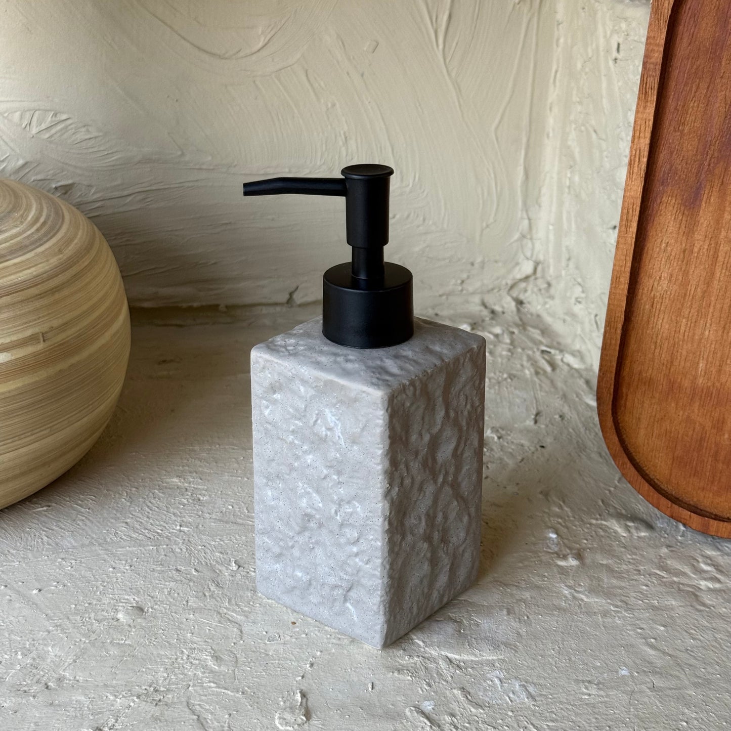 Mermer Desenli Porselen Sıvı Sabunluk Bej KOD:1463