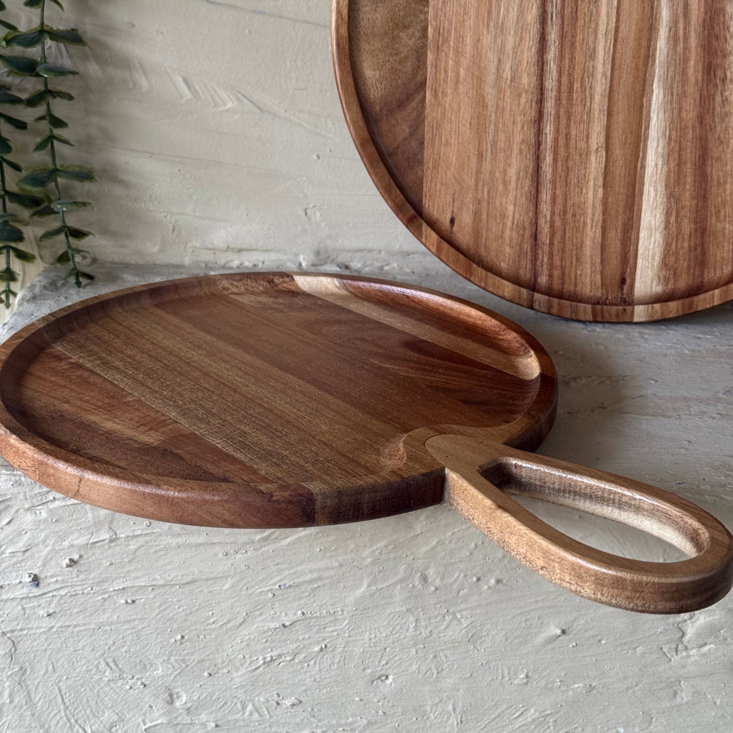 Milanny Akasya Ağacı Tutmalı Yuvarlak Sunumluk İki Boy 28 cm, 24 cm KOD:147-146