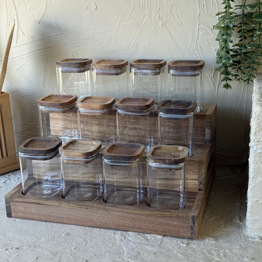 Buenally Akasya Standlı Kare 12 Li Baharatlık Seti 190 ml KOD:109