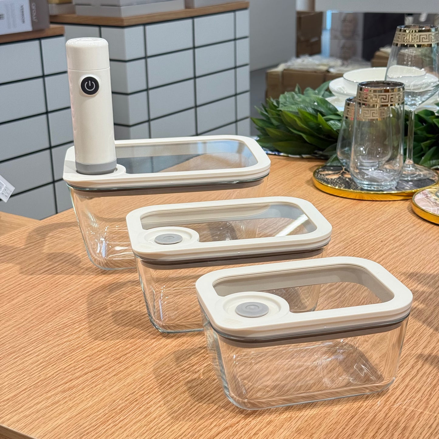 Arow Newness Cam Saklama Kabı Seti Elektrikli Vakum Pompa 4 Parça (YILIN ÜRÜNÜ)