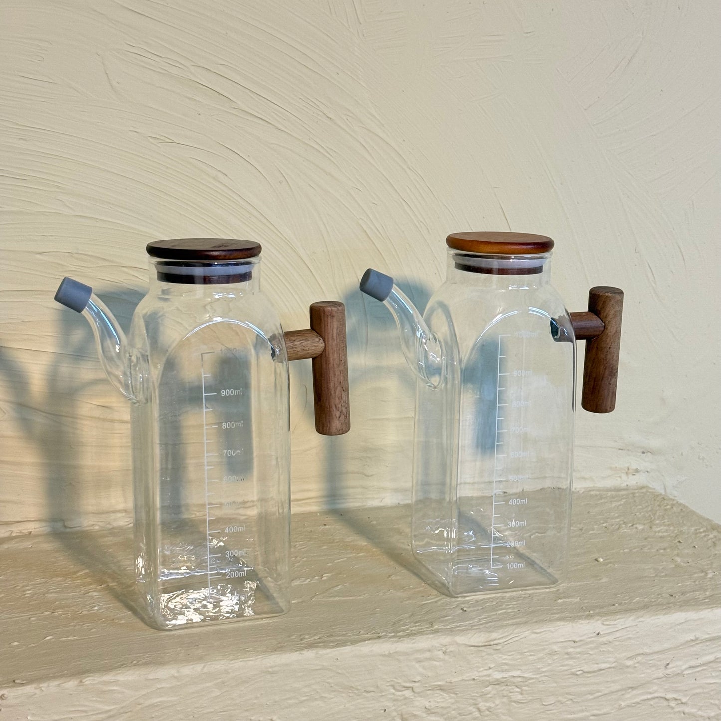 Buenos Borosilikat Akasya Ağacı Kapaklı Yağdanlık Seti 2 Adet 1 Litre KOD:144