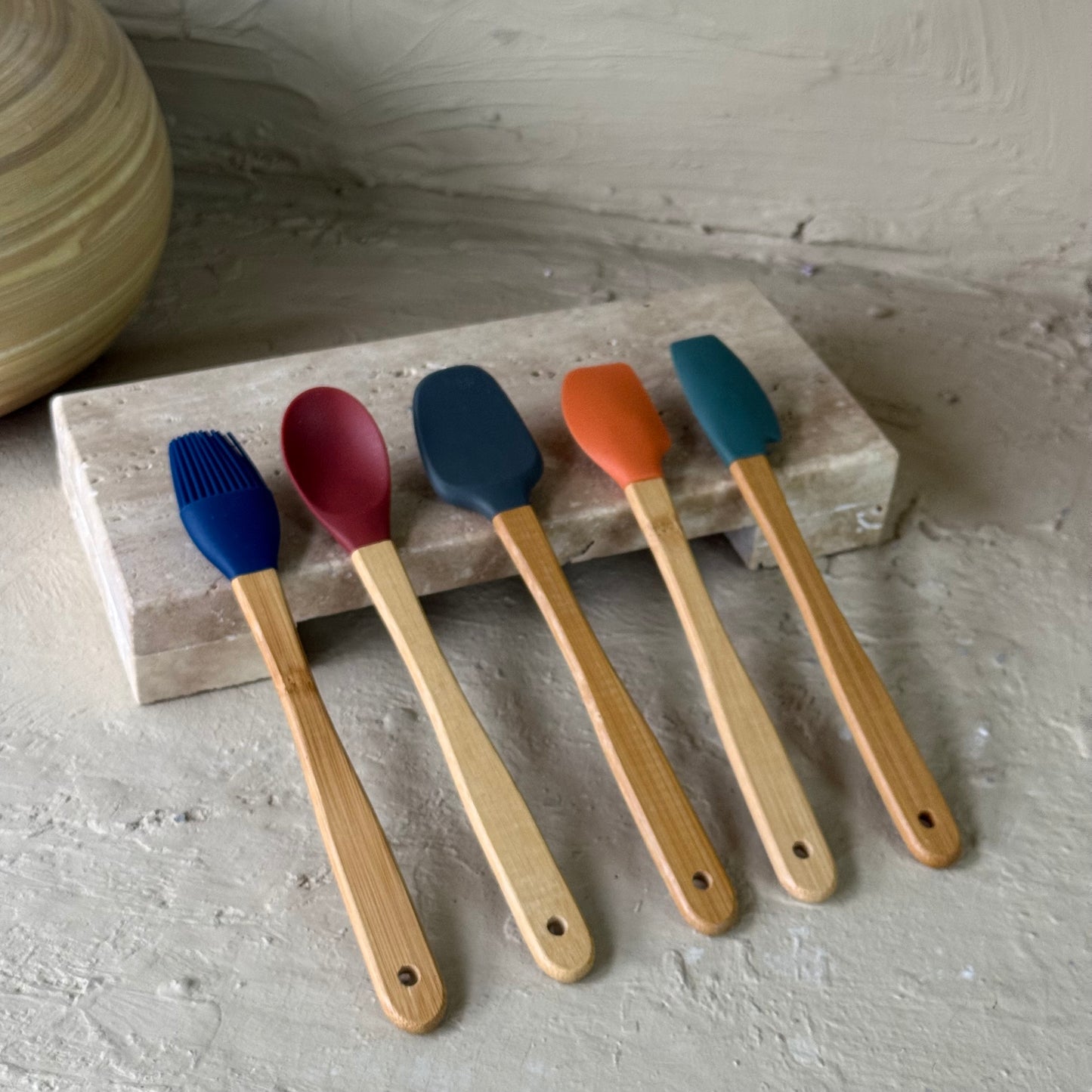 VD Bambu Saplı 5 Parça Silikon Kaşık Seti KOD:8996