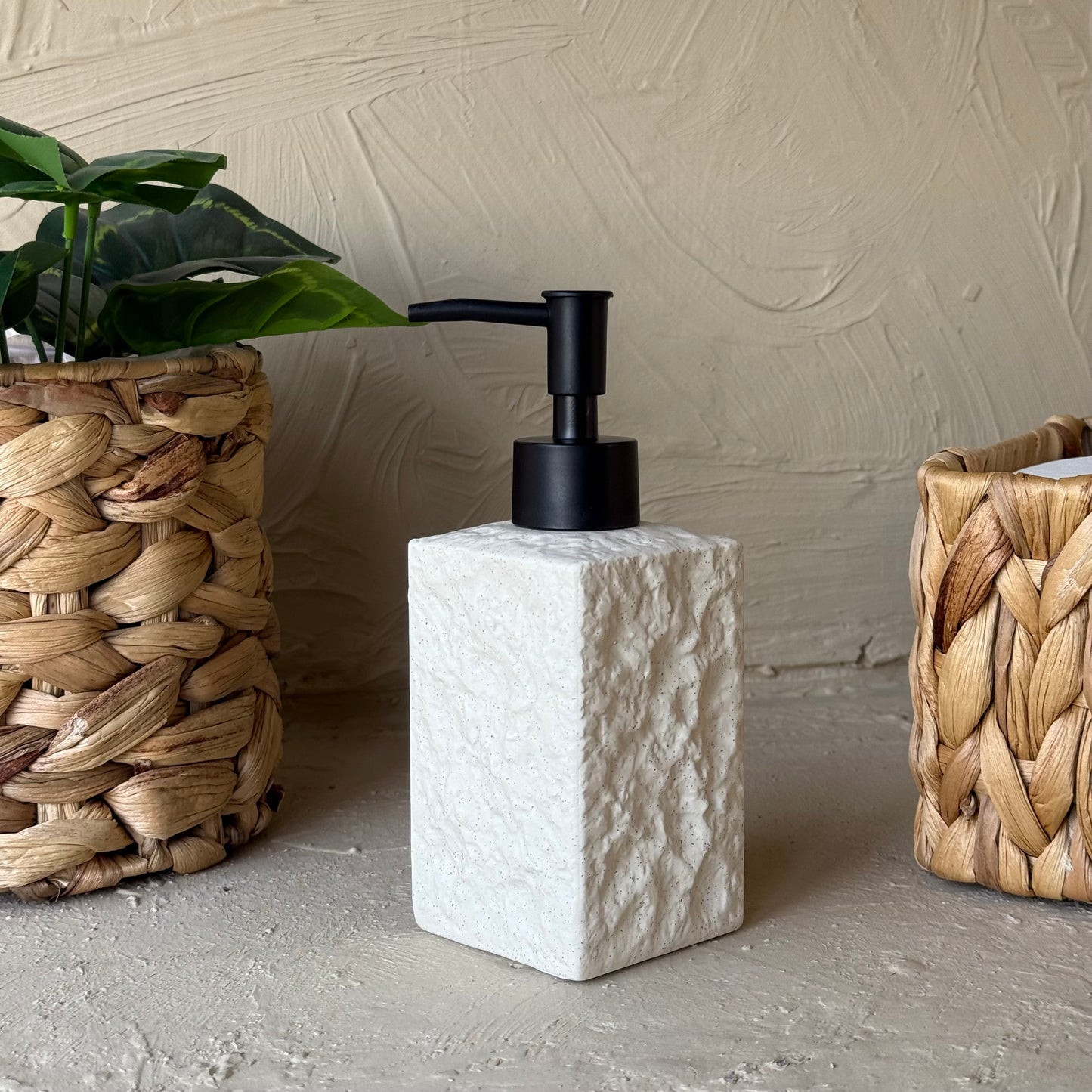 Mermer Desenli Porselen Sıvı Sabunluk Krem KOD:1463