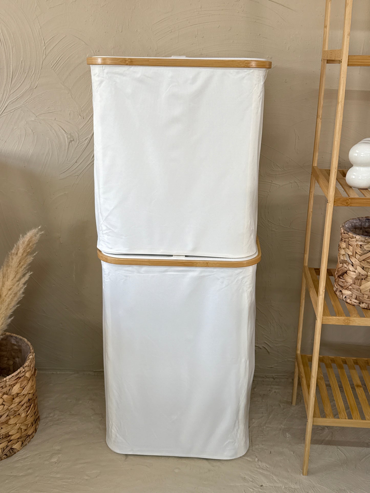 Lalezar İki Boy Katlanır Kirli Çamaşır Sepeti Set Krem KOD:8013-14