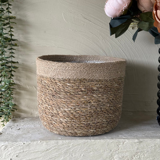 Saverlly Yuvarlak Hasır Saksı Naturel 4 Boy KOD:17857