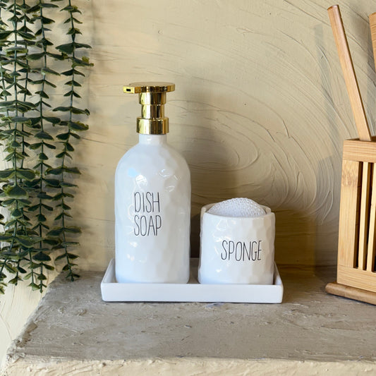 Buenally Mutfak Sıvı Sabunluk Seti 4 Parça Beyaz KOD:2406