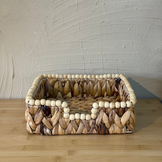 Savelly Kalın Örgü Hasır Boncuk Peçetelik 24x24 cm KOD:72234