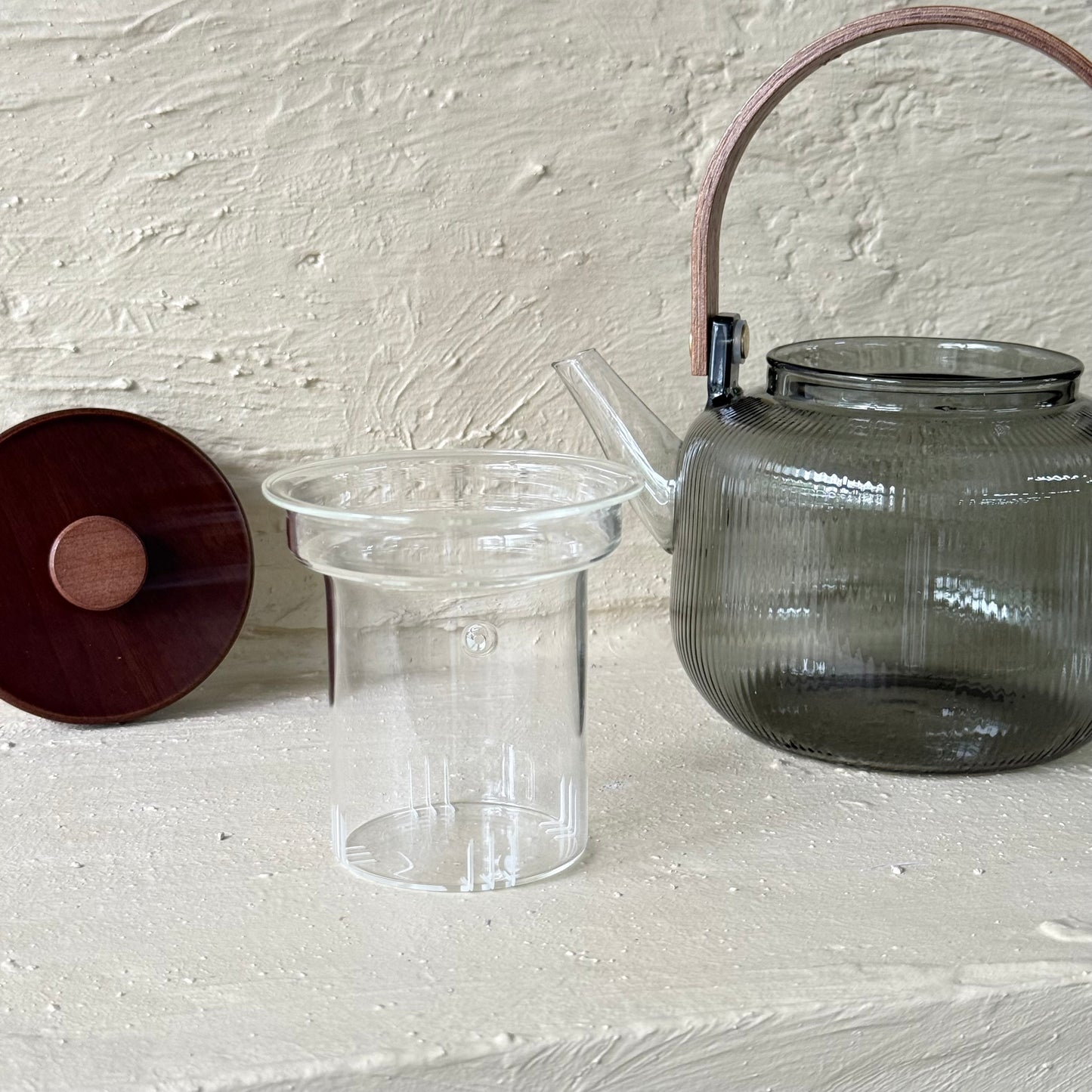 Buenos Borosilikat Cam Çizgili Model Akasya Ağacı Kapaklı Demlik KOD:16992-5