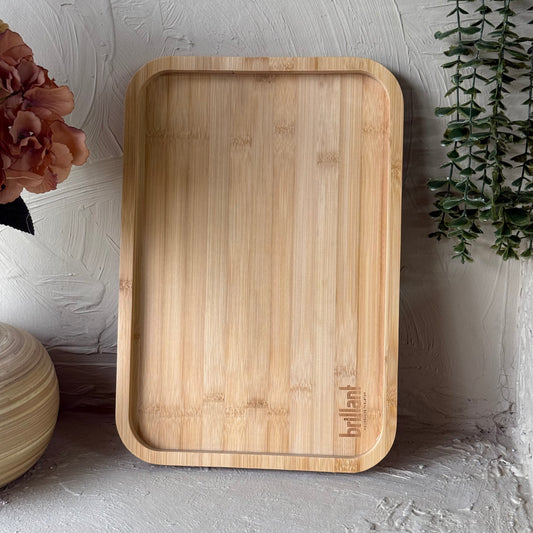 Diamond Bambu Dikdörtgen Koltuk Kenarı Tepsi 38x26 cm KOD:6590