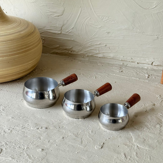 Como Çelik 3 Boy Mini Sosluk Ahşap Tutmalı 180 ml, 120 ml, 60 ml Gümüş KOD:5413-12-14