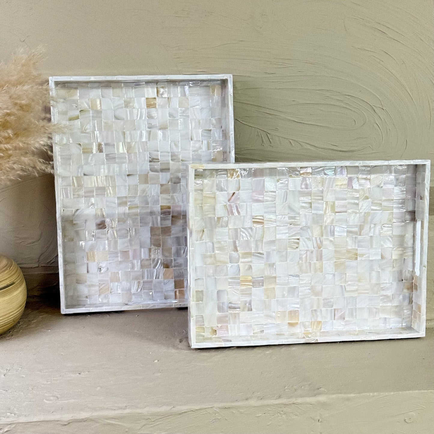 SVR Sedef 2 Boy Dikdörtgen Tepsi Seti KOD:61839 Krem