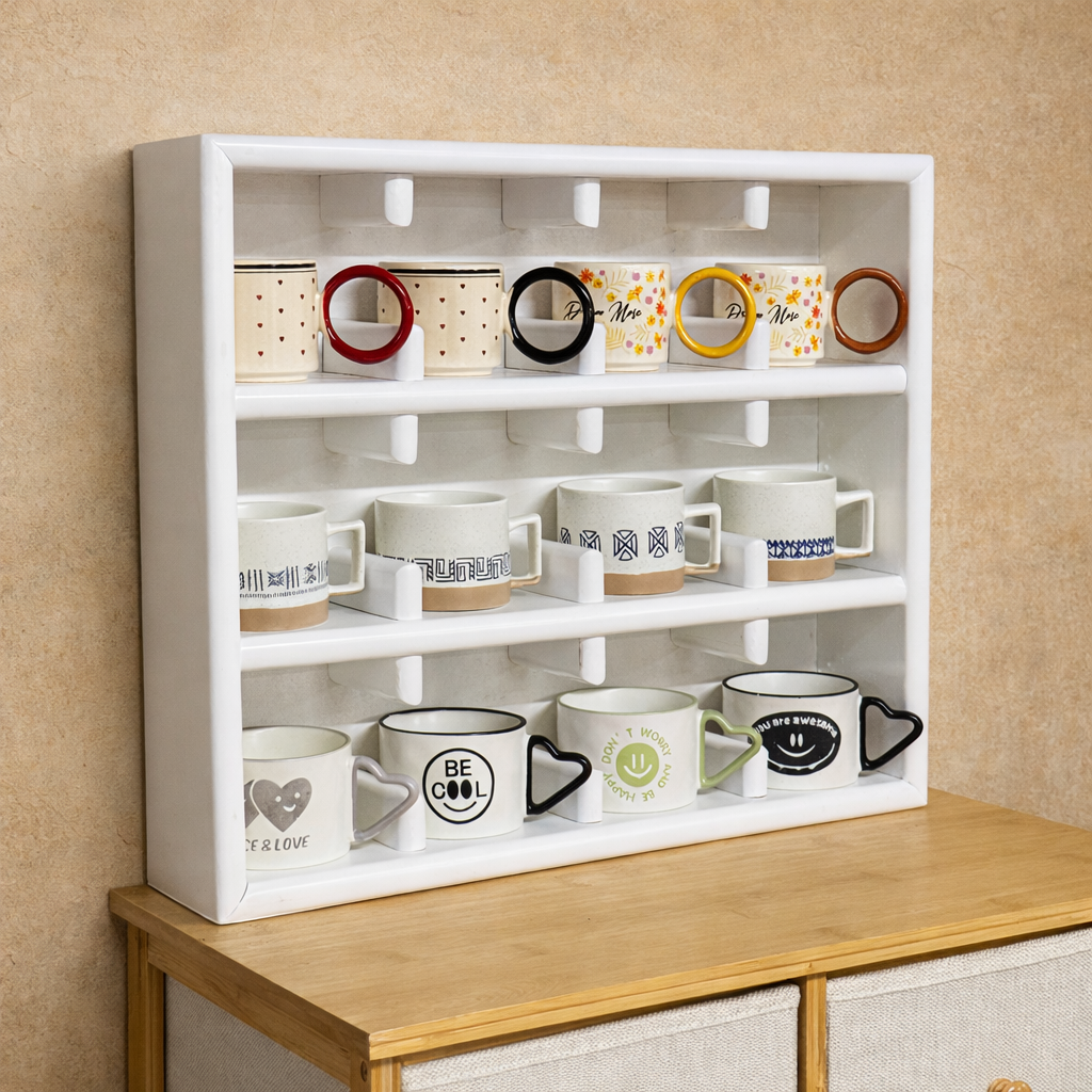 Evanev 12 Bölmeli Kupa Rafı Beyaz