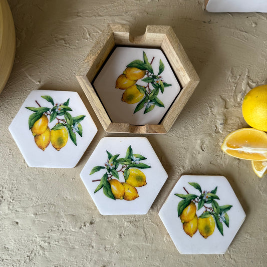 Selin Bardak Altlığı Lemon Desenli 4 Parça KOD:HSL-10