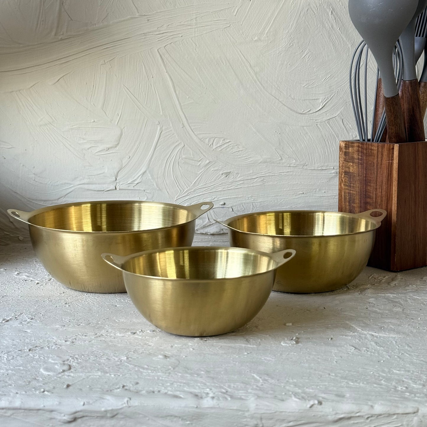 Vadi Metal 3 Boy Yuvarlak Tutmalı Gold Kase Seti KOD:8814