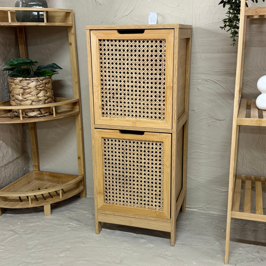 PNL Ayaklı Ahşap Rattan Dolap 2 Çekmeceli KOD:BM01