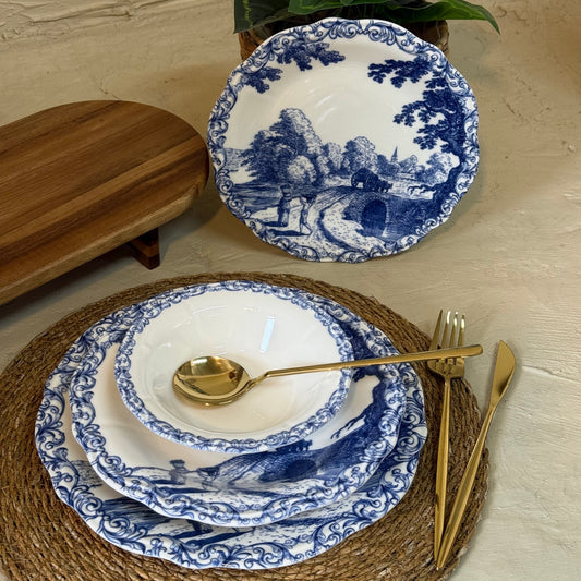 Porser Porselen 24 Parça Yemek Takımı 6 Kişilik Mavi KOD:MARVAİL-30402-4