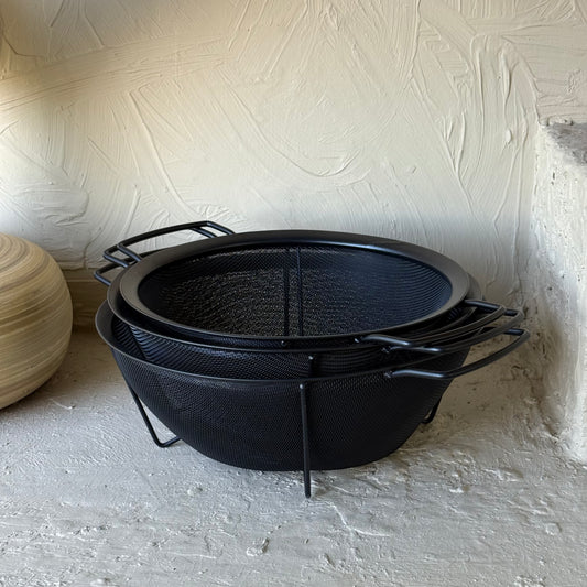 Vadi 3 Boy Ayaklı Süzgeç Seti Çelik Fırın Boya 30 cm, 28 cm, 25 cm