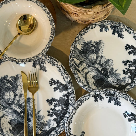 Porser Porselen 24 Parça Yemek Takımı 6 Kişilik Siyah KOD:NOİRDEN-30402-1