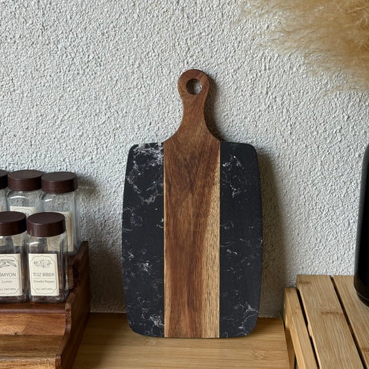 Rocc Saf Mermer-Akasya Saplı Sunumluk Siyah Küçük Boy