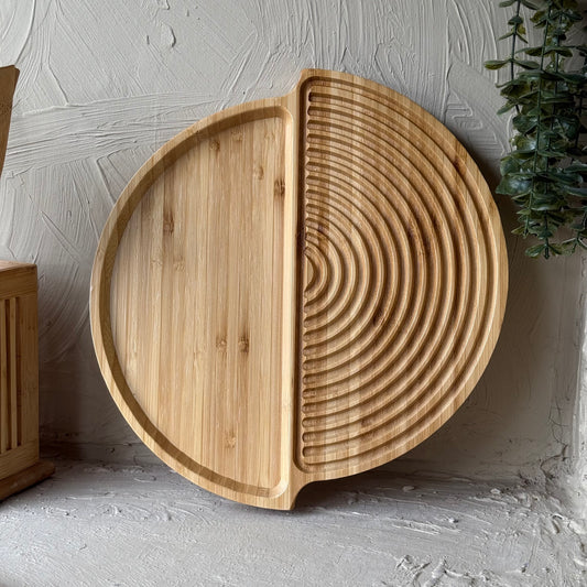 Saverlly Bambu Büyük Boy İki Bölmeli Sunumluk 30 cm KOD:95332