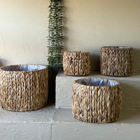 Savelly Kalın Örgü Hasır Sepet Seti 4 Parça Saksı KOD:60474