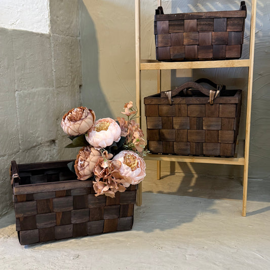 Sadolly Dikdörtgen Ahşap Saplı 3 Boy Sepet Seti KOD:1332056