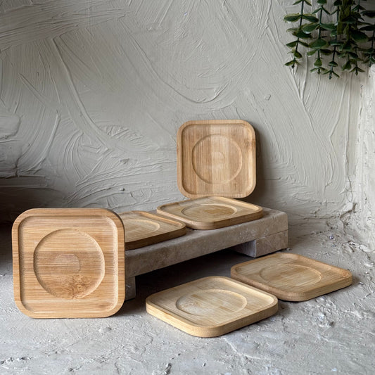 MPR Bambu Kare Çay Kahve Altlık Seti 6 Adet KOD:110043