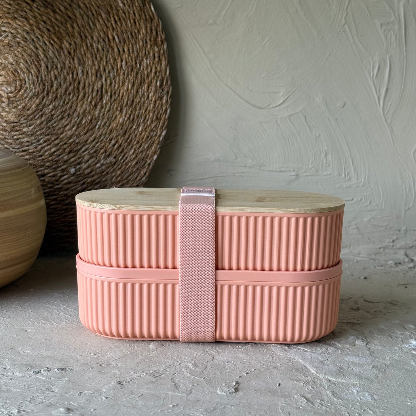 Brillant Bambu Kapaklı Oval Saklama veya Beslenme Kabı Koral