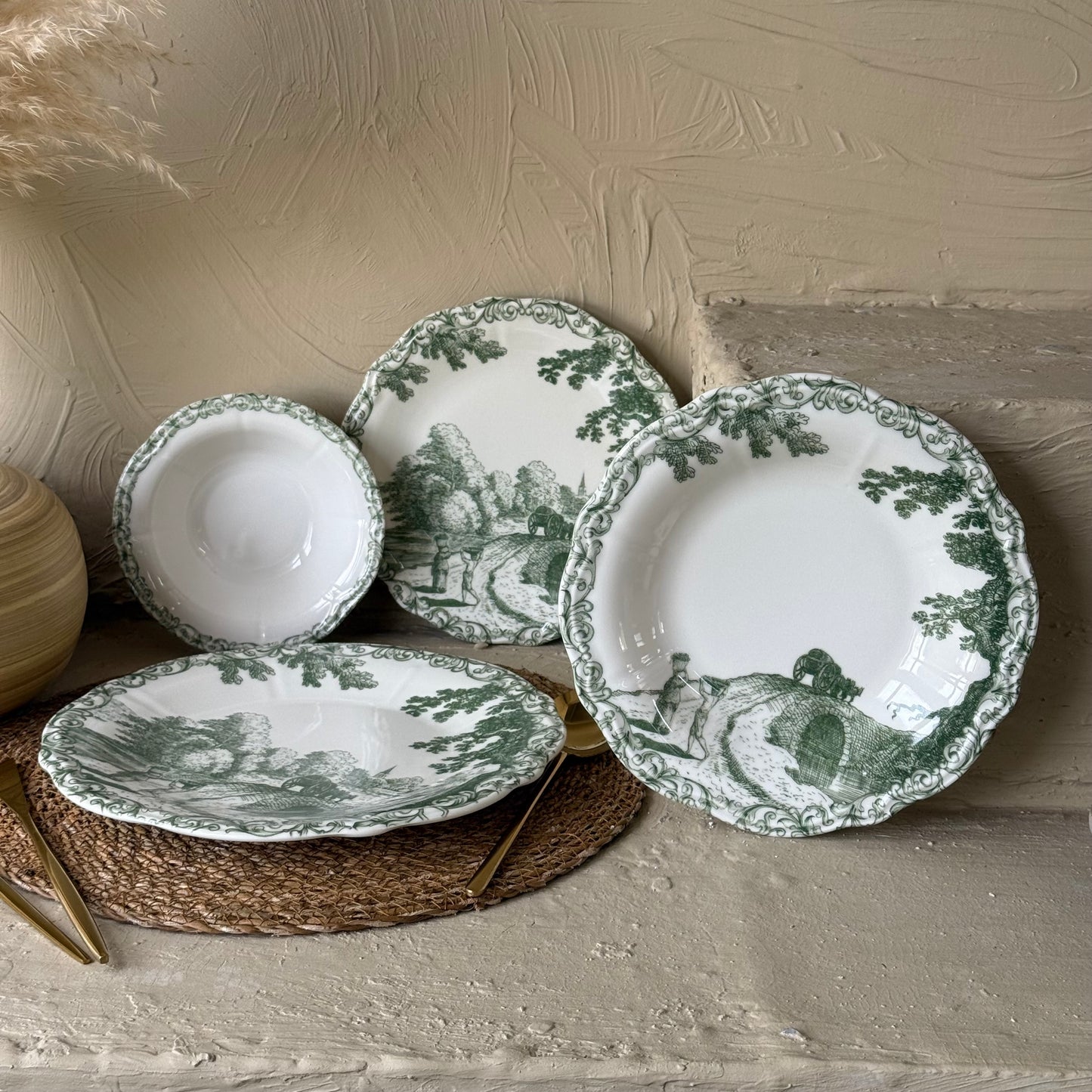 Porser Porselen 24 Parça Yemek Takımı 6 Kişilik Yeşil KOD:ARVENNA-30402-3