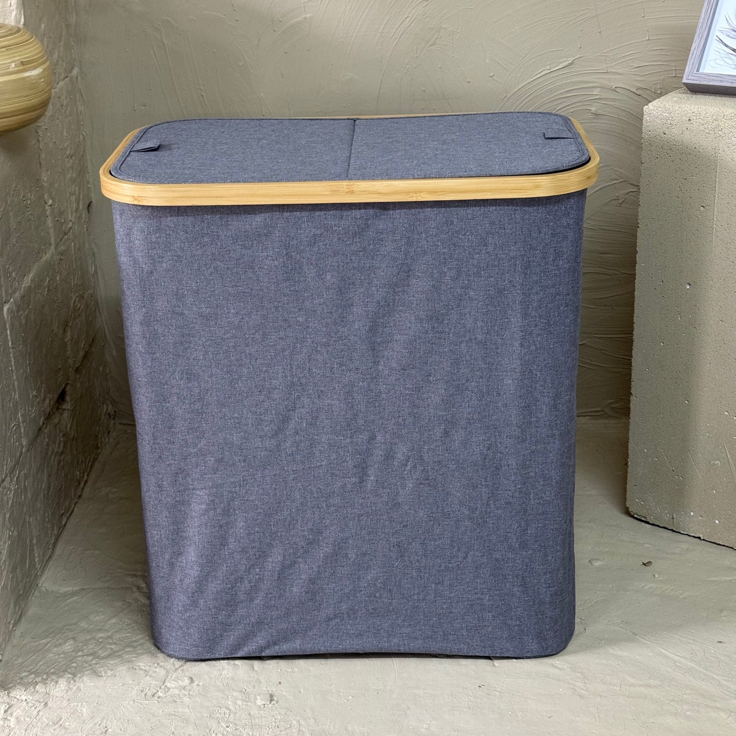 Arow Büyük Boy 2 Cepli Kapaklı Katlanabilir Kirli Çamaşır Sepeti Seti Gri KOD:5021