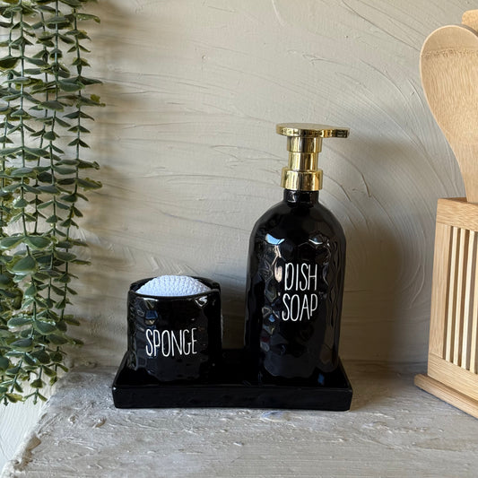 Buenally Mutfak Sıvı Sabunluk Seti 4 Parça Siyah KOD:2406