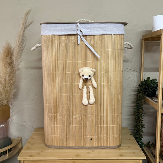Saverlly Bambu Pelüşlü Kirli Çamaşır Sepeti 40x30x60 cm KOD:36997