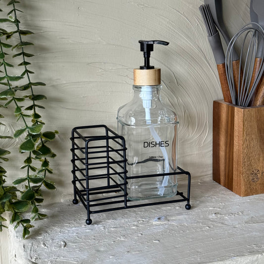 Savor Metal Standlı Cam Sıvı Sabunluk Siyah KOD:165