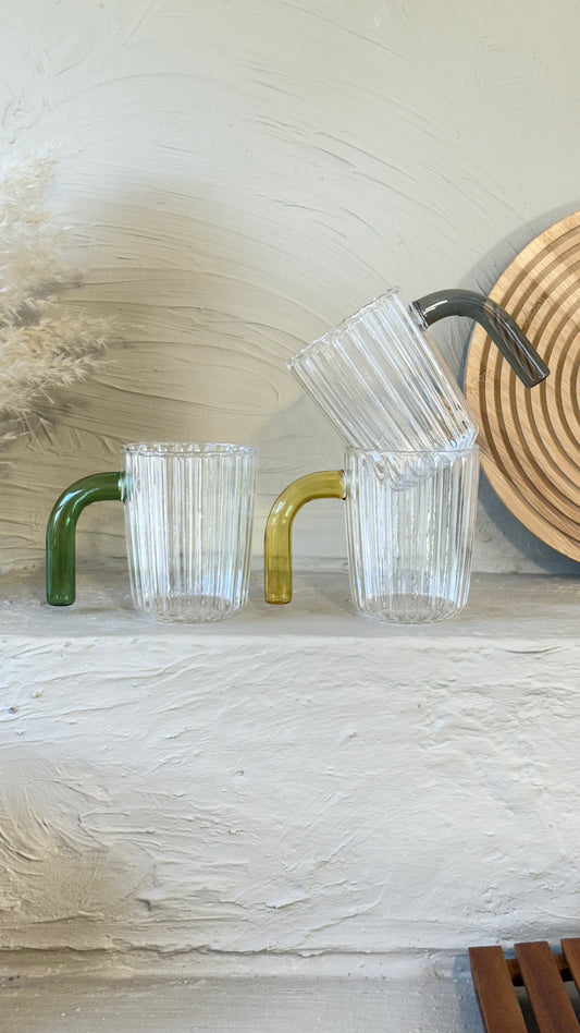 Tutku Borosilikat Cam Kupa Nescafe Seti Renkli Kulp