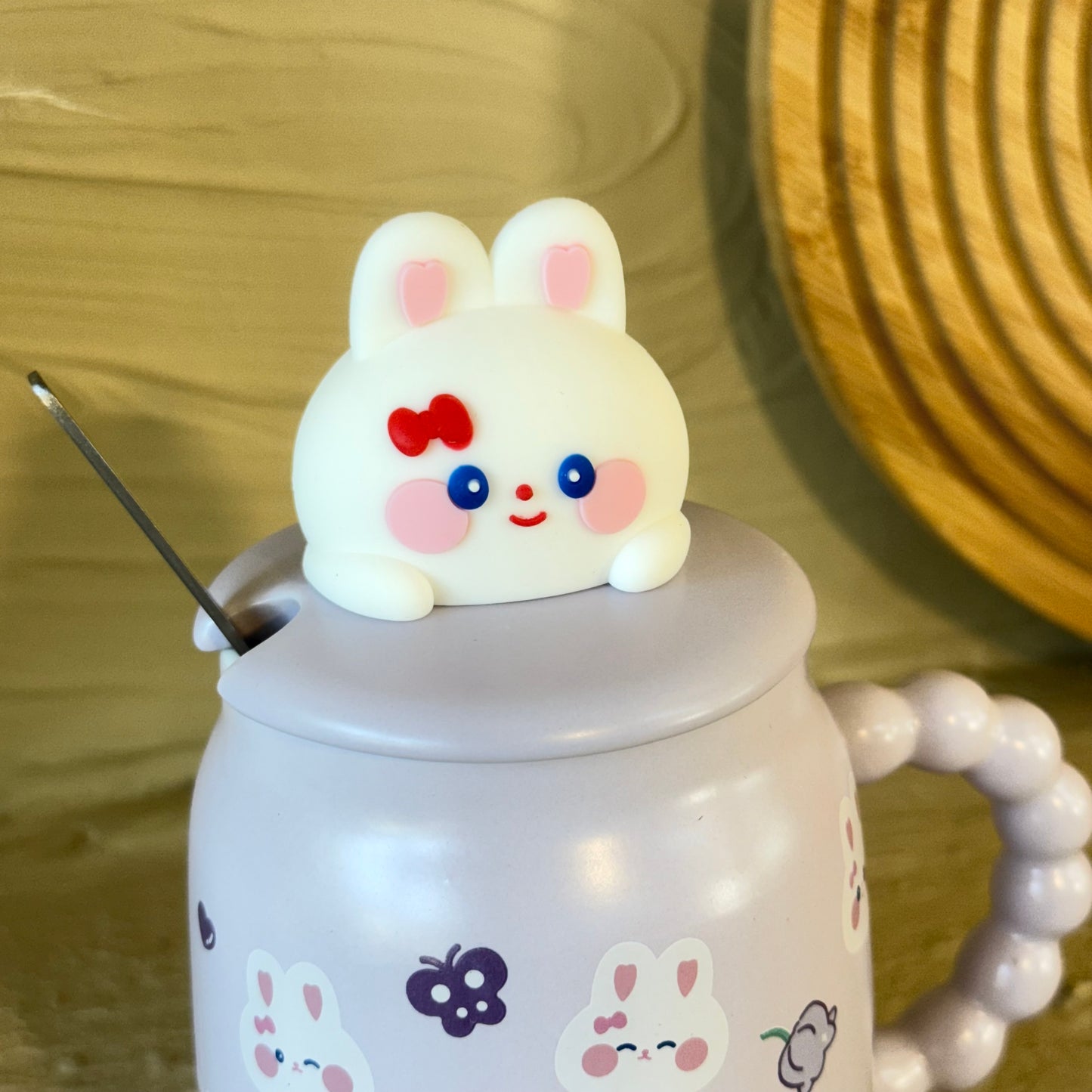 Tutku Rabbit Kapaklı Porselen Kupa Mor