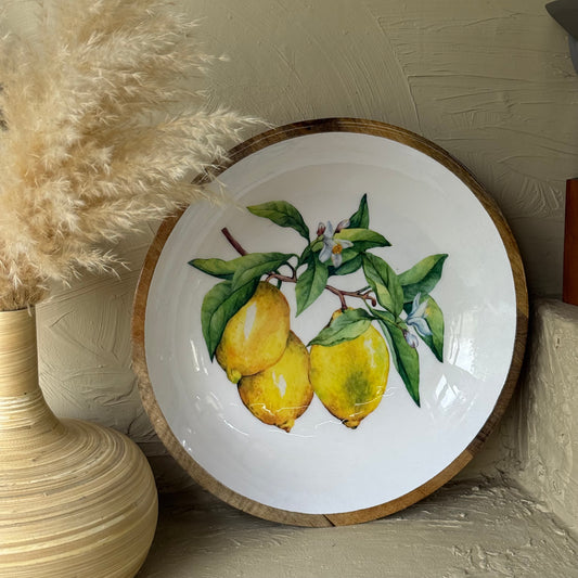 Selin Yuvarlak Büyük Boy Sunumluk Meyvelik Lemon Desenli KOD:HSL-03