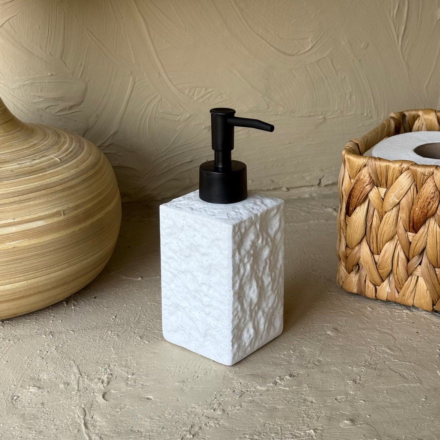 Mermer Desenli Porselen Sıvı Sabunluk Beyaz KOD:1463