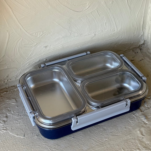 Vichally Vakumlu 3 Bölmeli Saklama Kabı Mavi 600 ml