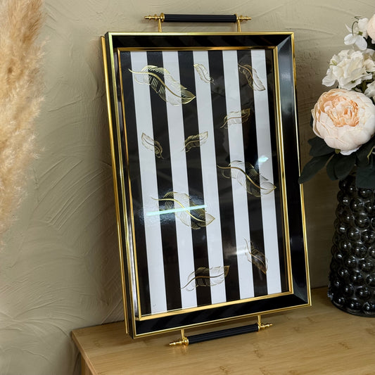 Goldenya Tutmalı Zebra Desen Tepsi Siyah-Beyaz KOD:5020-51