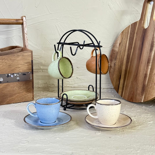 Porline Metal Standlı Renkli Kupa Seti 4 Kişilik KOD:0527