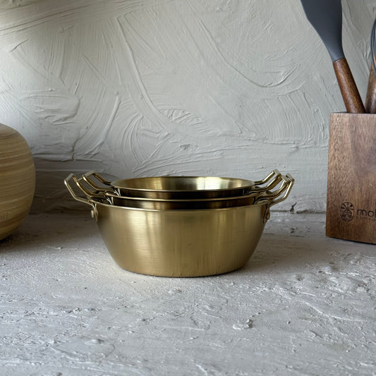 Como 3 Boy Tutmalı Çelik Kase Set 17 cm, 14 cm, 13 cm Gold KOD:5338-39-40