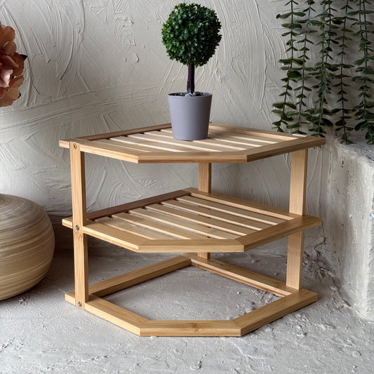 Decorev Bambu Köşelik 3 Katlı Tezgah Raf KOD:6713