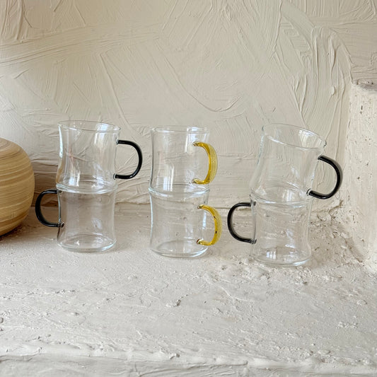 Tutku Borosilikat Cam Renkli Kulp 6 Adet Kupa Seti KOD:711