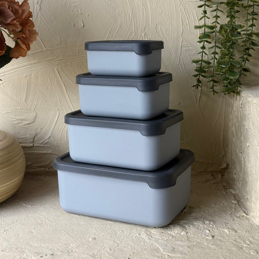 Elis 4 lü Dikdörtgen Saklama Kabı Seti Gri KOD:275