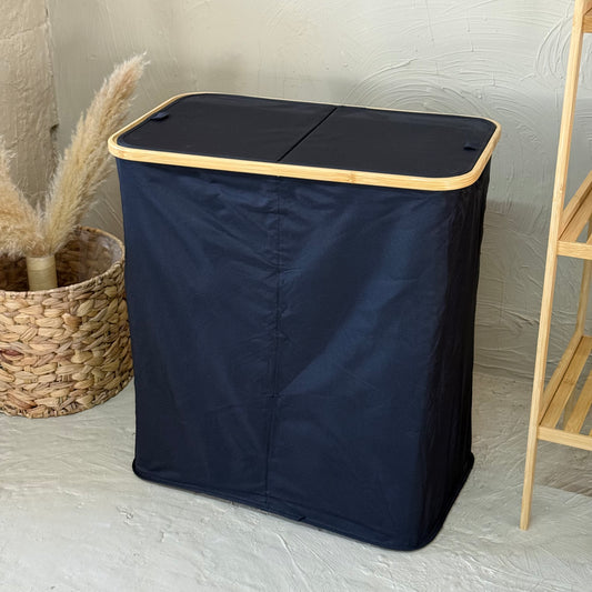 Lalezar Büyük Boy İki Bölmeli Katlanır Kirli Çamaşır Sepeti Set Siyah KOD:8012