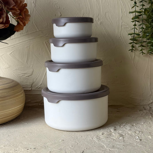 Elis 4 lü Yuvarlak Saklama Kabı Seti Krem KOD:275842